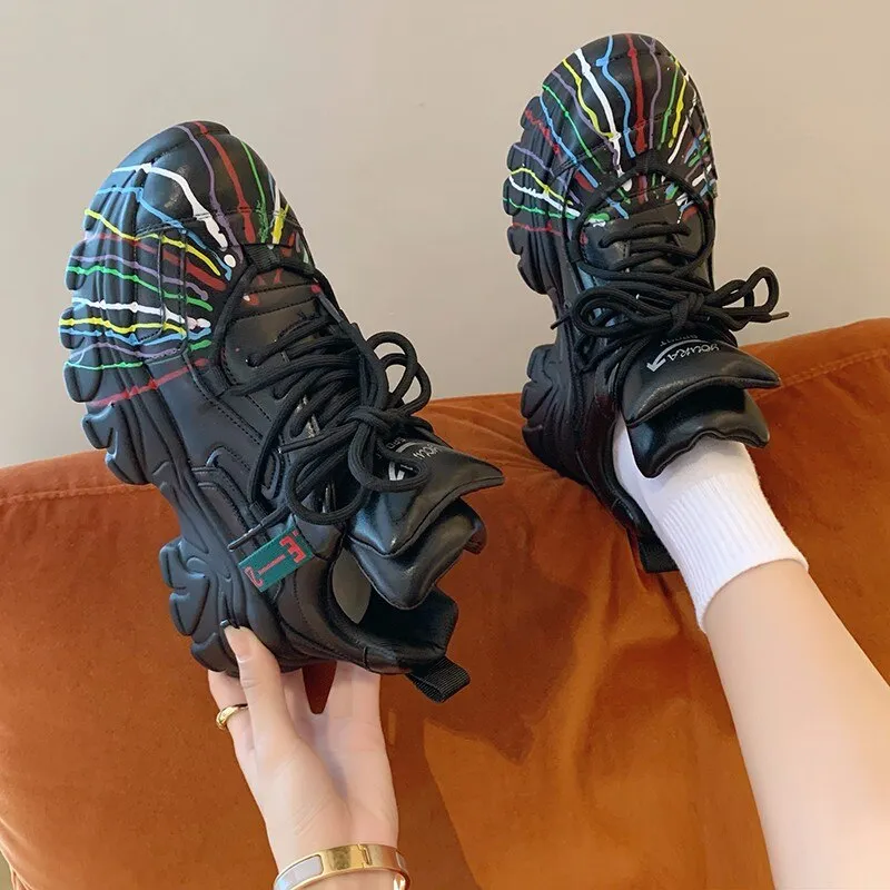 Kora Colorful Paint lines Sneakers - 3 Colors