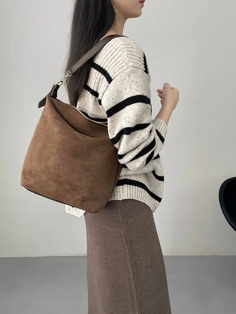 [Korean Style] 3 Colors Versatile Loose Fit Striped Sweater