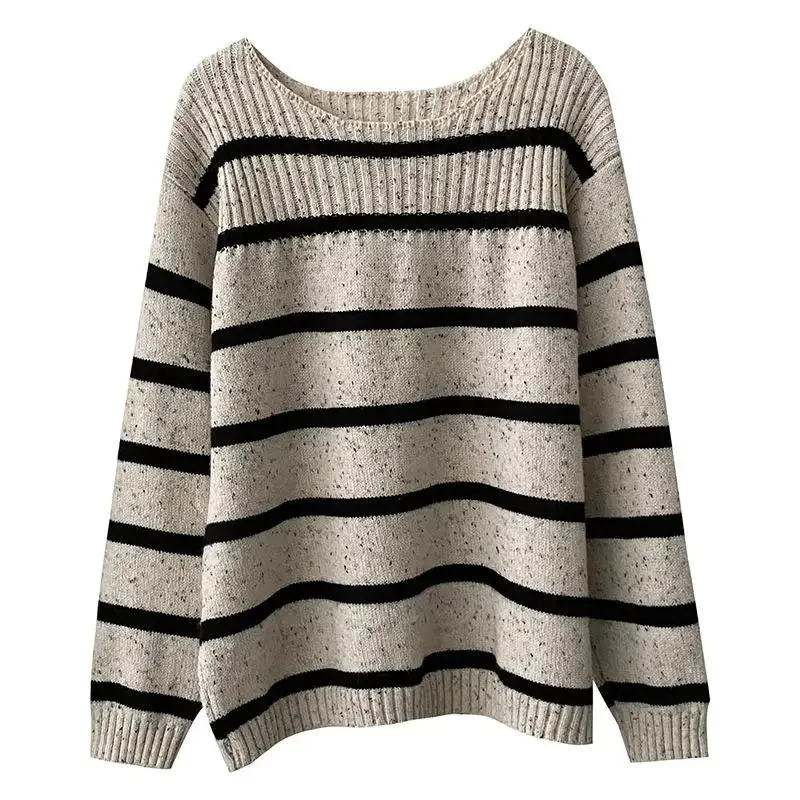 [Korean Style] 3 Colors Versatile Loose Fit Striped Sweater