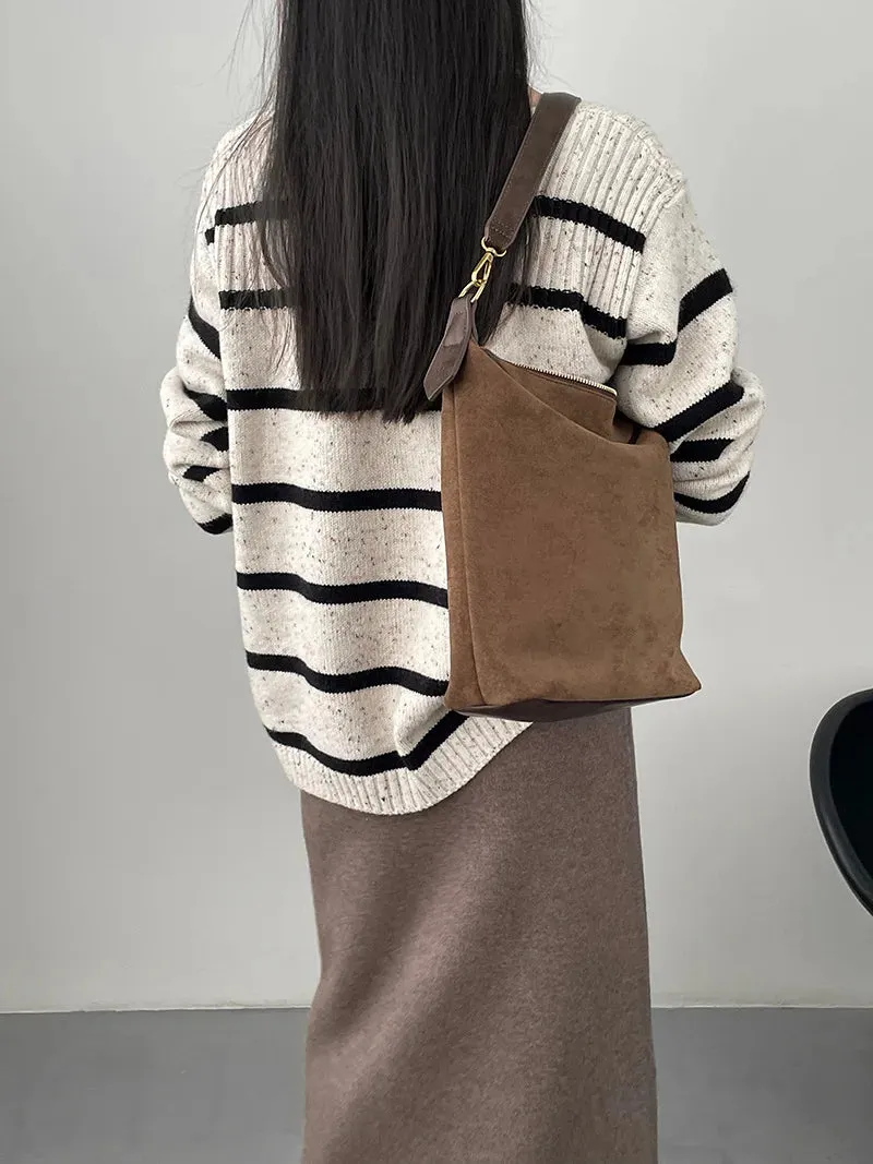 [Korean Style] 3 Colors Versatile Loose Fit Striped Sweater