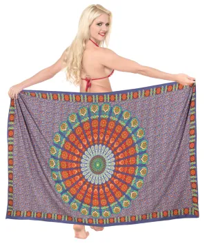 La Leela Soft Light Hawaiian Women Wrap Suit  Sarong Digital 78"X39" Purple_4919