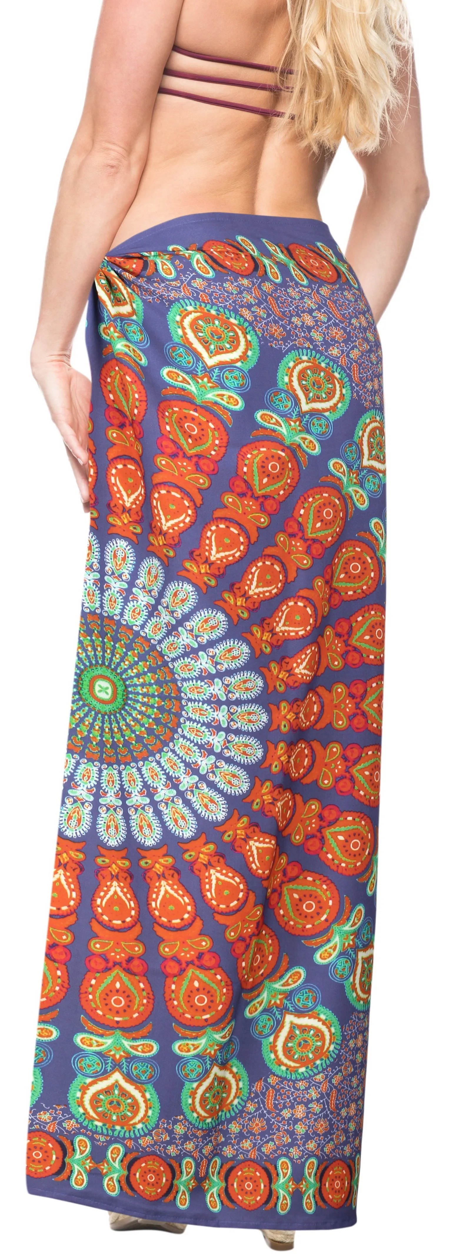 La Leela Soft Light Hawaiian Women Wrap Suit  Sarong Digital 78"X39" Purple_4919