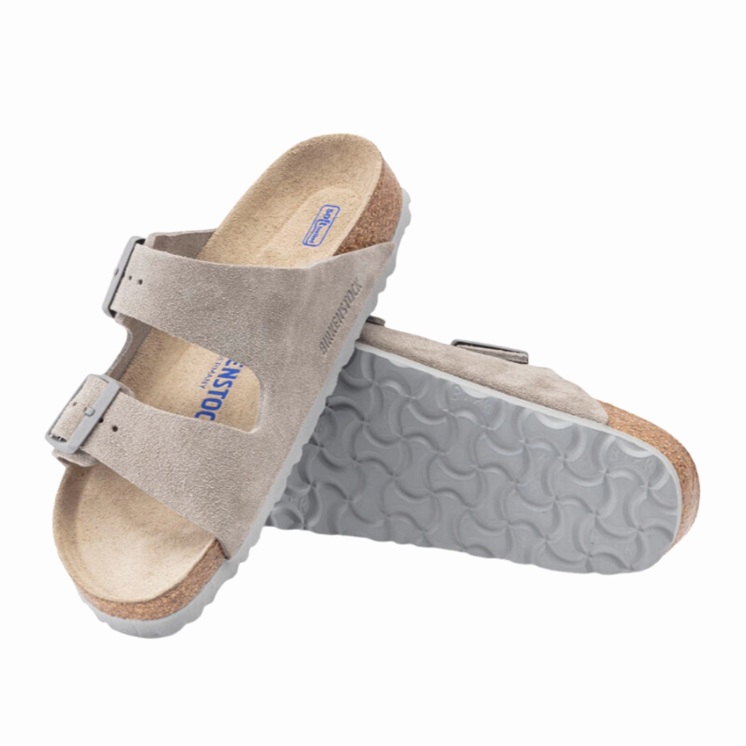 Women's Arizona Soft Footbed (Suede Leather) - Stone Coin (Narrow) Easy Comfort Sandals