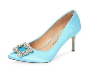Lauren Lorraine Carolyn Big Jewel Embellished Pointed Toe Low Heel Formal Pump