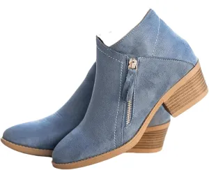 Lausiuoe Ankle Boots For Women Dressy Chunky Heel Chelsea Pump Closed Toe Booties Shoes Western Side Zipper Short Boots