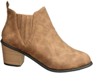 Lausiuoe Boots For Women Ankle Booties Sexy Low Heels Chunky Stacked Mid Heel Side Zipper Dressy Western Short Boots