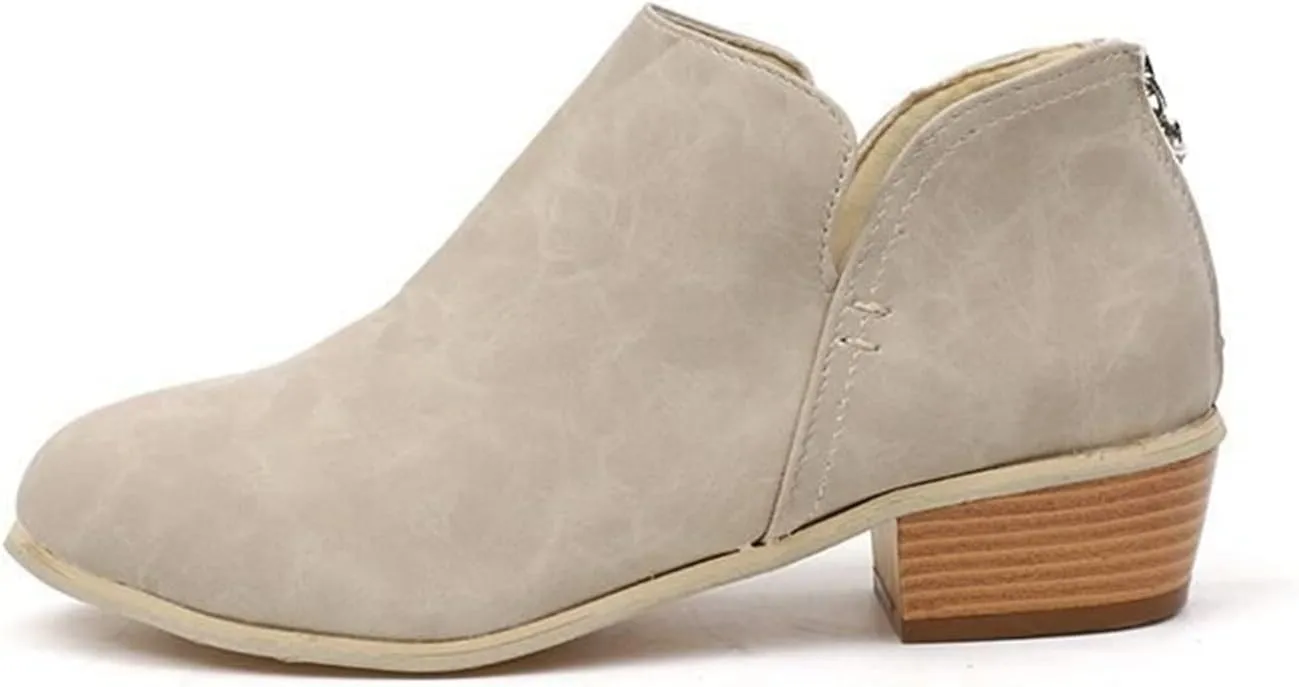 Lausiuoe Boots For Women Ankle Booties Sexy Pointed Toe Chunky Stacked Mid Heel Wide Width Dressy Western Short Boots
