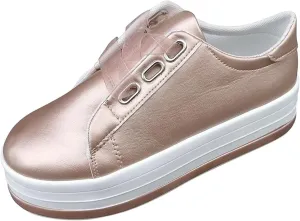 Lausiuoe Shoes For Women Dressy Casual Platform Leather Sneakers Fashion Round Toe Lightweight Classic Comfort Slip On Loafer