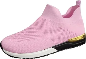 Lausiuoe Shoes For Women Sneakers Wide Width Athletic Walking Shoes Casual Mesh Slip On Comfortable Work Sock Sneakers