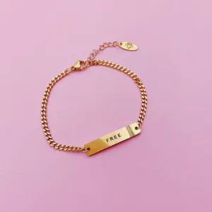 Lazer Engraved Custom Bar with Curb Chain Bracelet