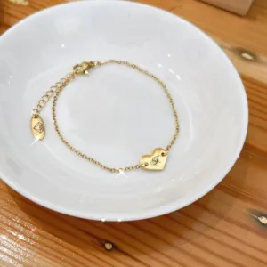 Lazer Engraved Heart Initial Bracelet