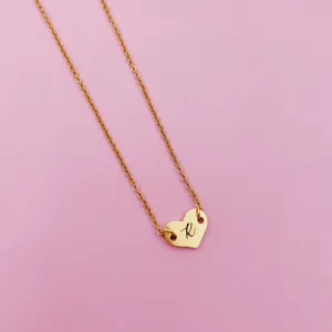 Lazer Engraved Heart Initial Necklace