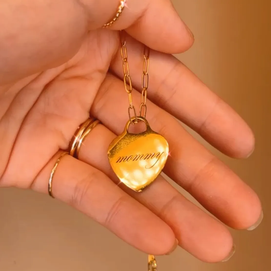 Lazer Engraved Heart Skinny Paperlink Drop Necklace