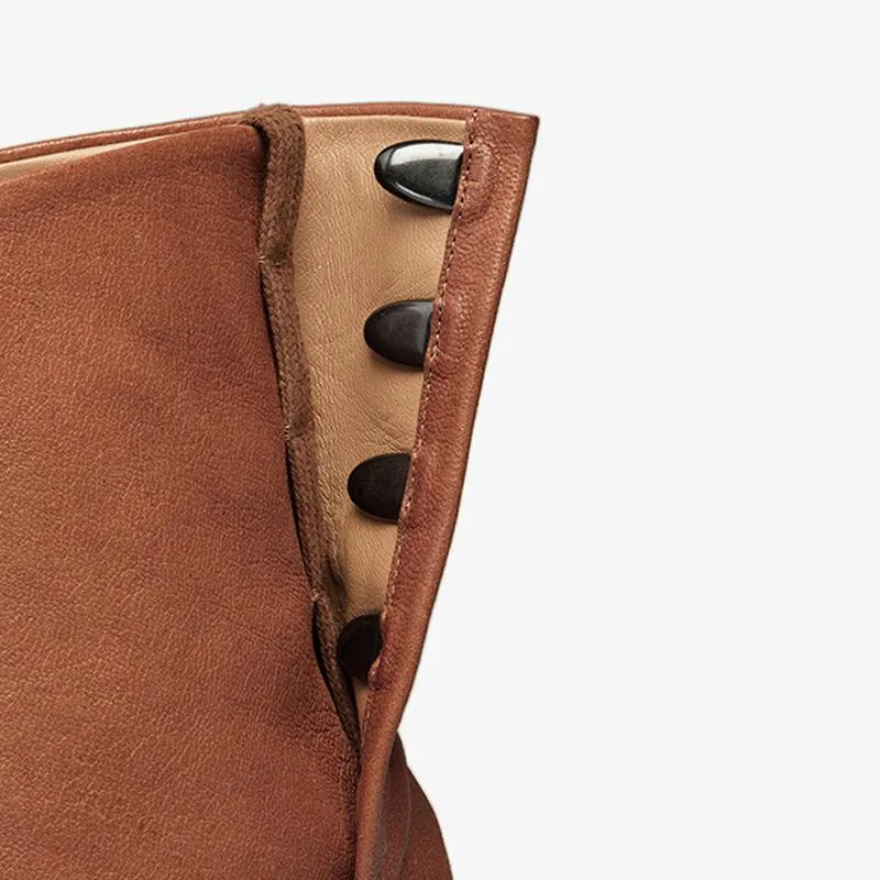Leather Tabi Split-Toe High Heel Boots