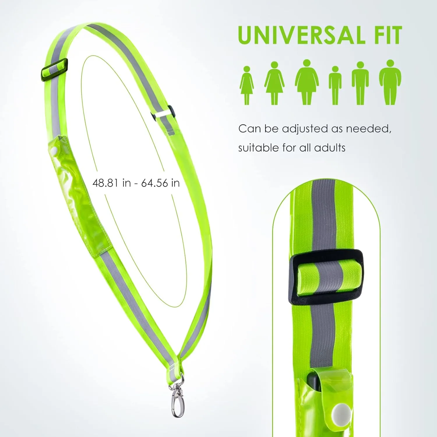 LED Belt Reflective Sash for Walking at Night, High Visibility Adjustable Night Running Safety Gear Rechargeable LED Light Up Running Belt Reflective Gear for Runners Walkers Men Women