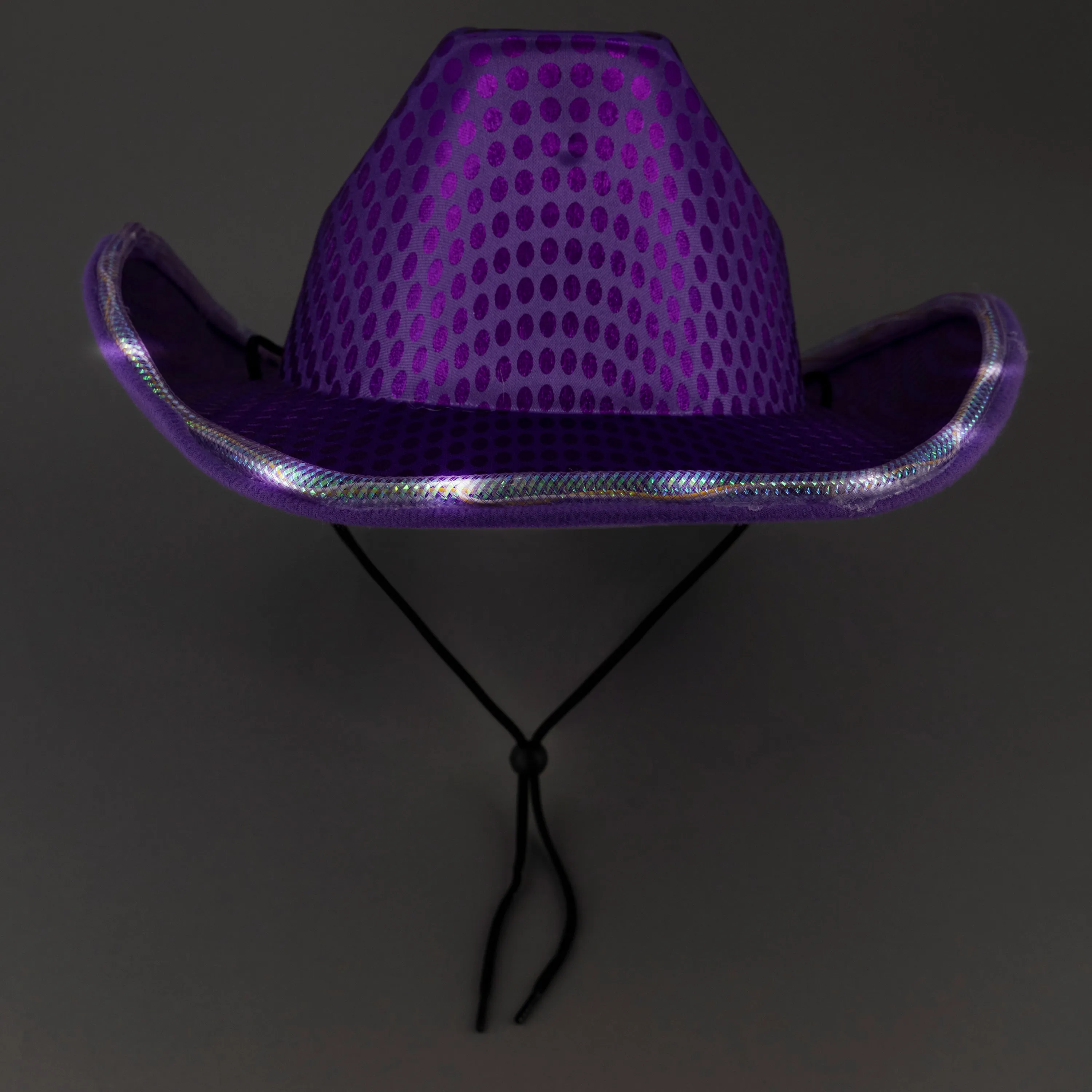 LED Light Up Flashing Sequin Purple Cowboy Hat - Pack of 4 Hats