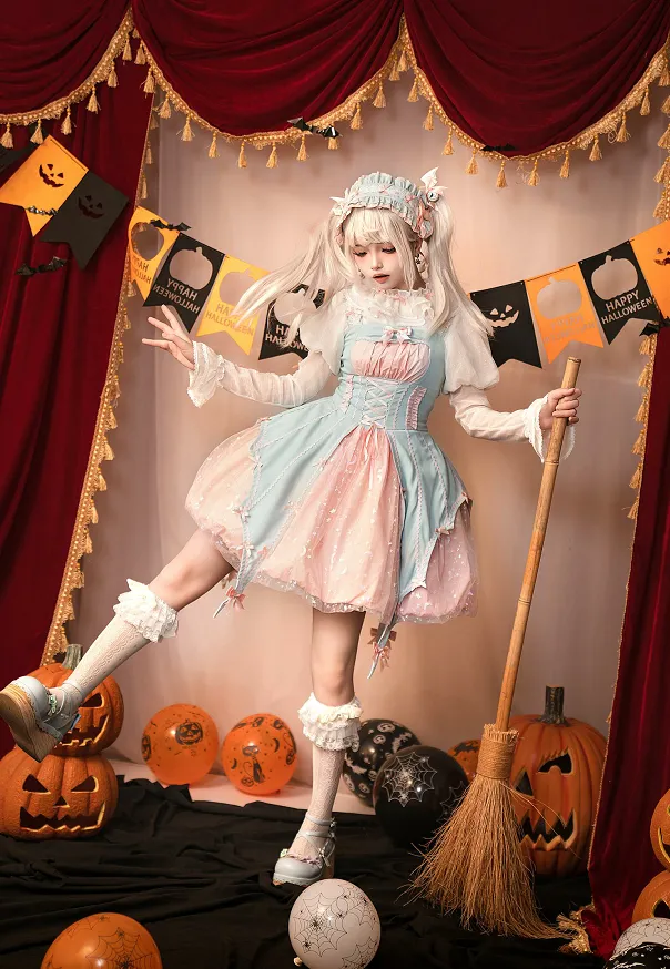 Lemon Honey~Halloween Gothic Lolita Jumper Dress Pumpkin Dress