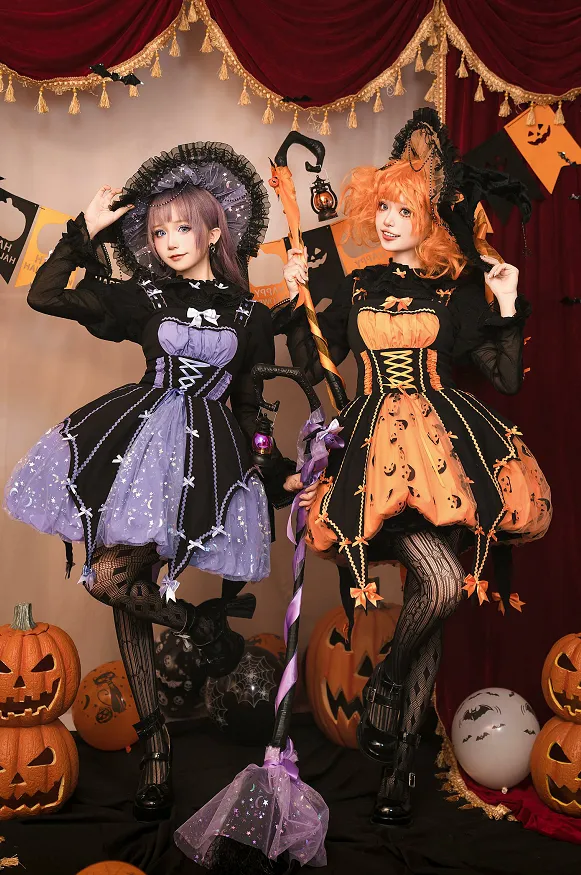 Lemon Honey~Halloween Gothic Lolita Jumper Dress Pumpkin Dress