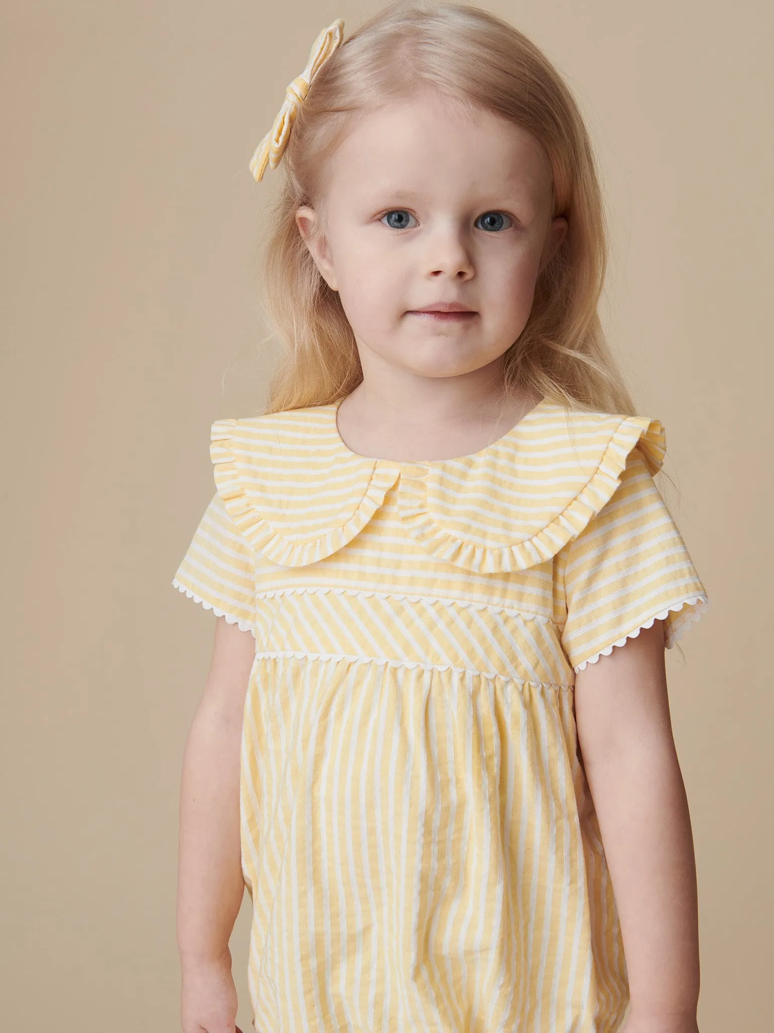 Lemon Stripe Juniper Baby Girl Romper