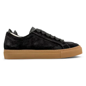 Lennon Sneaker in Black Suede with a Gum Sole