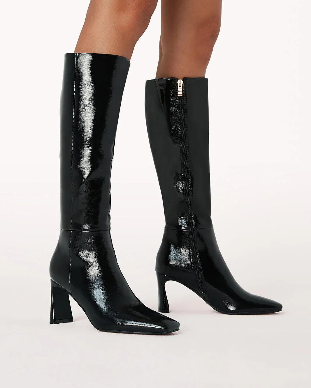 YASMEEN - BLACK CRINKLE PATENT Side Zip