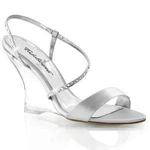 LOVELY-417 Exotic Dancing Fabulicious Shoes Silver Satin/Clear