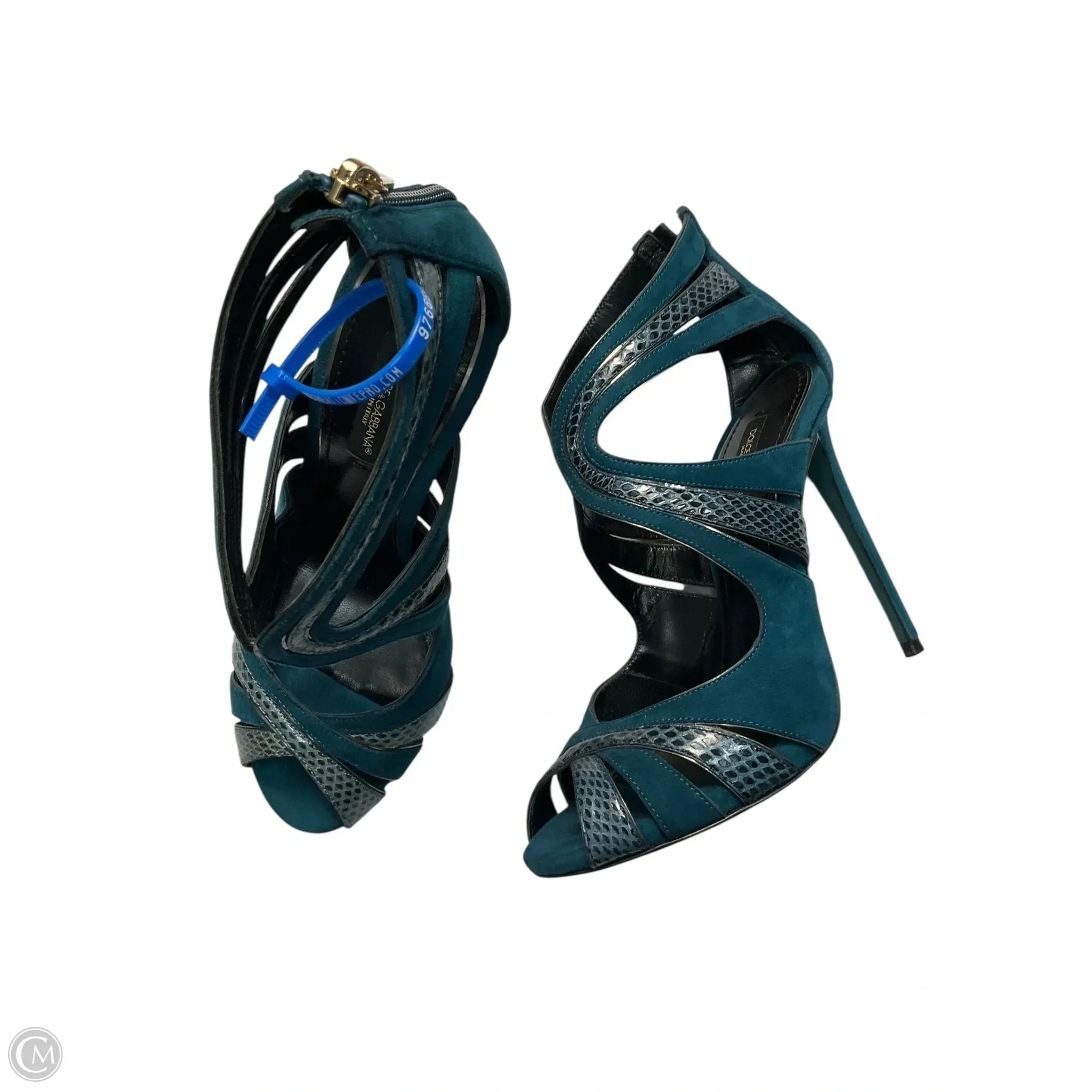 Wide Path Sea Breeze Sandals Luxury Designer By Dolce And Gabbana In Teal, Size: 6