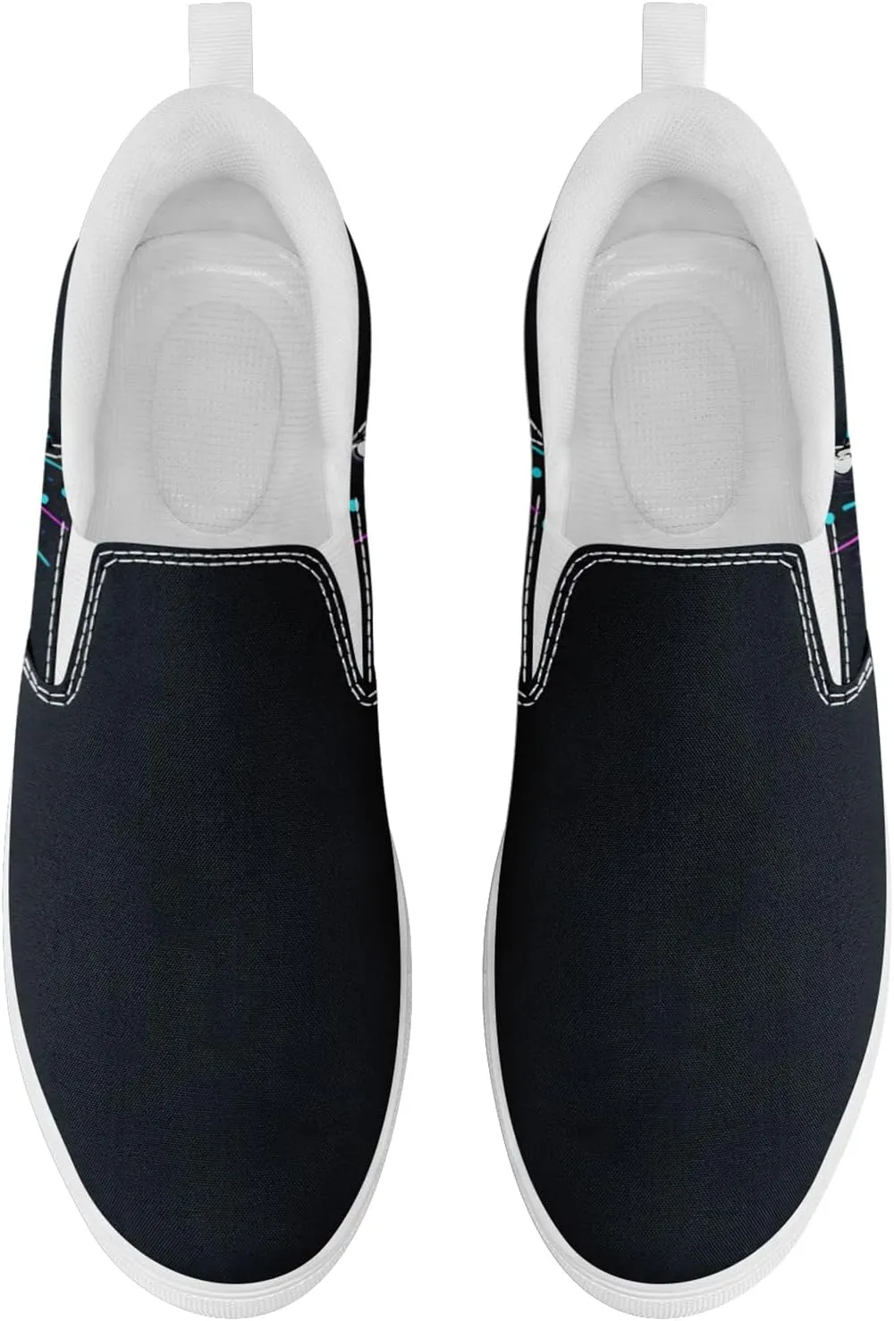 Low-top Slip-On Sneakers for Men, Women's Comfortable Flat Canvas Shoes Casual Loafers with Graffiti Style Design