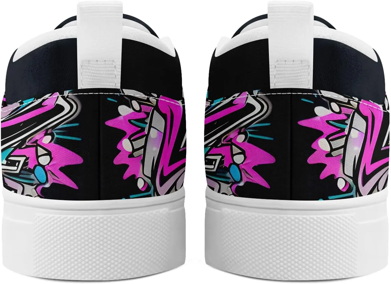 Low-top Slip-On Sneakers for Men, Women's Comfortable Flat Canvas Shoes Casual Loafers with Graffiti Style Design