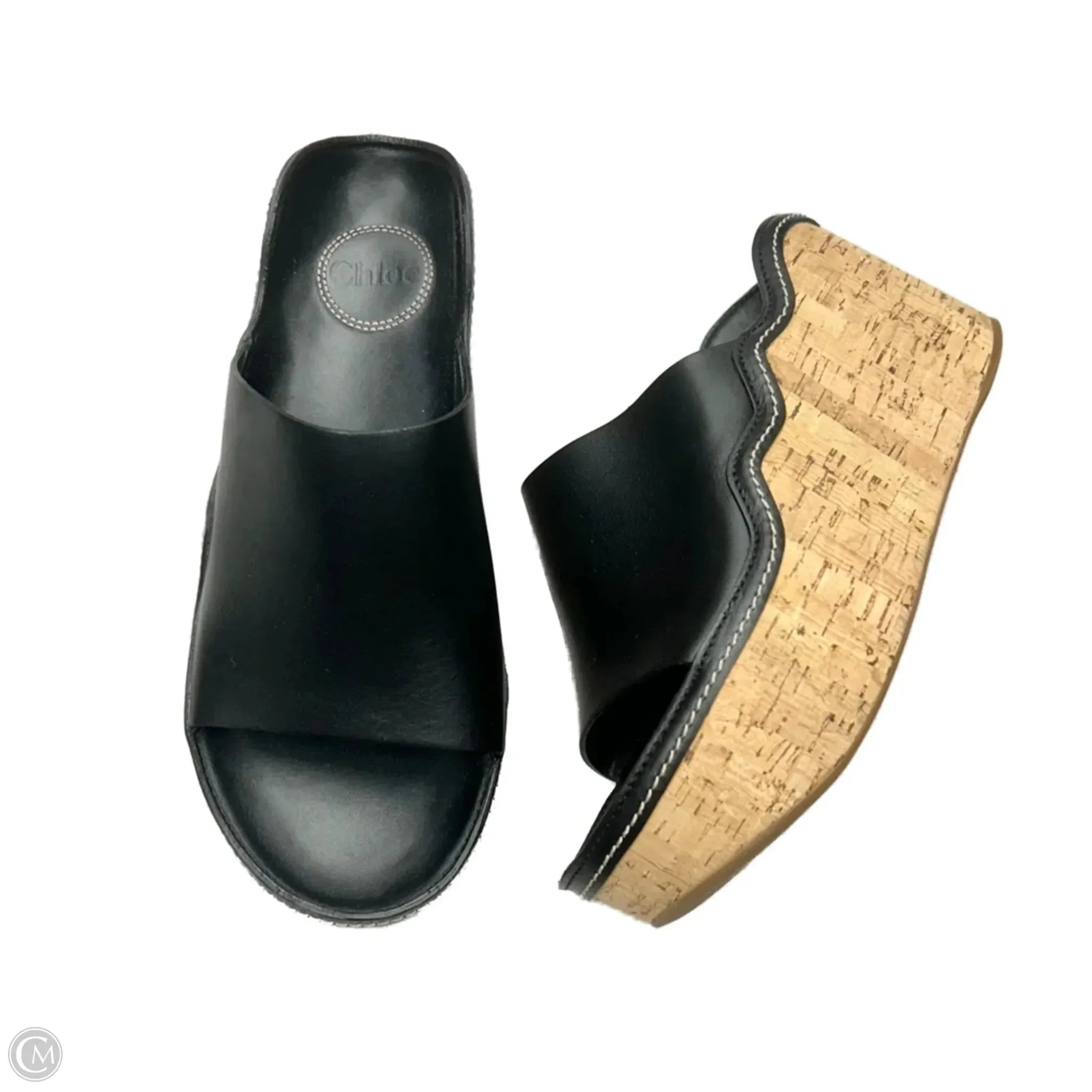 Sandals Luxury Designer By Chloe In Black, Size: 8.5 Vital Step