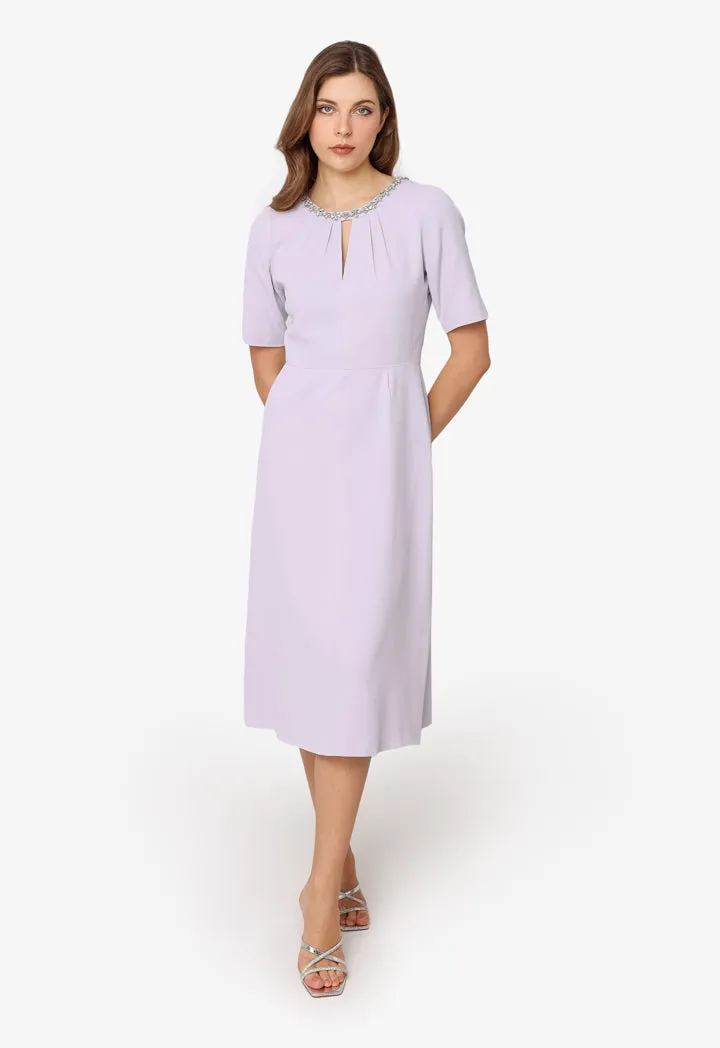 Machka Jewel Neck Midi Dress Lilac