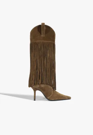 Raffaela Up Fringes Stiletto Suede Boot Celebrity Vibe