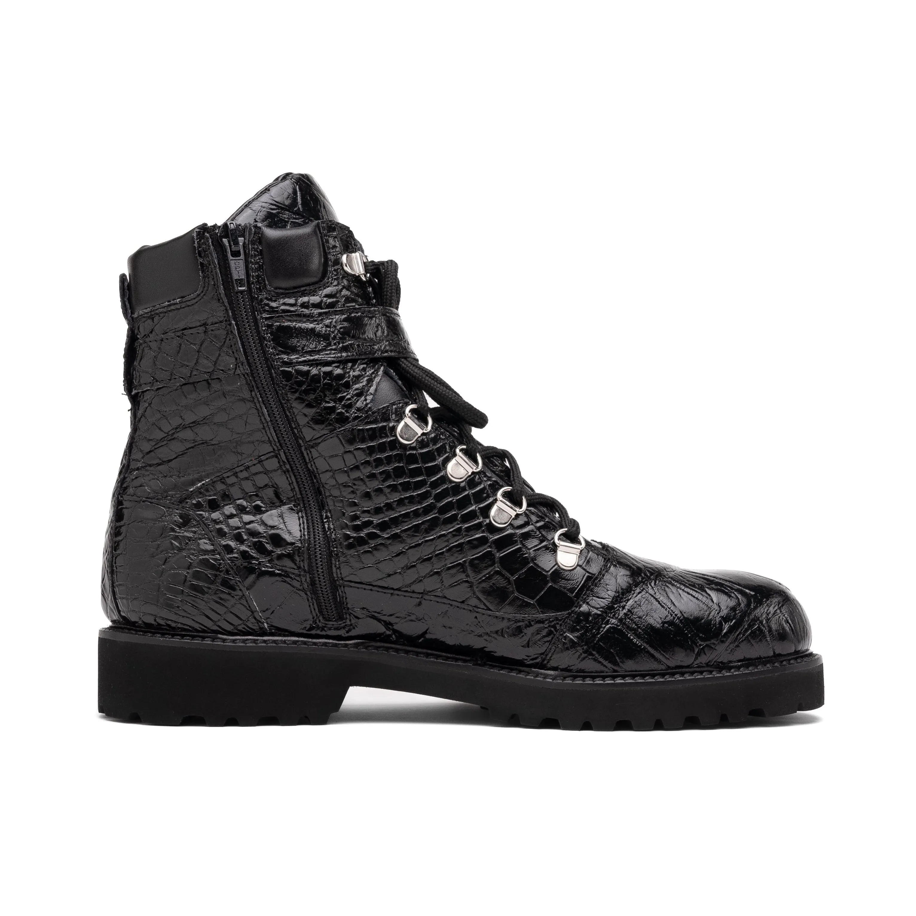 Mauri 3200 Men's Shoes Black Exotic Alligator Strap Boots with Pouch (MA5590)
