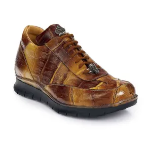 Mauri 8932 Designer Shoes Exotic Skin Men's Baby Croc Multi Camel Sneakers (MA4931)