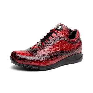 Mauri Bloodshed 8900/2 Men's Shoes Red with Black Finished Exotic Alligator Sneakers (MA5563)