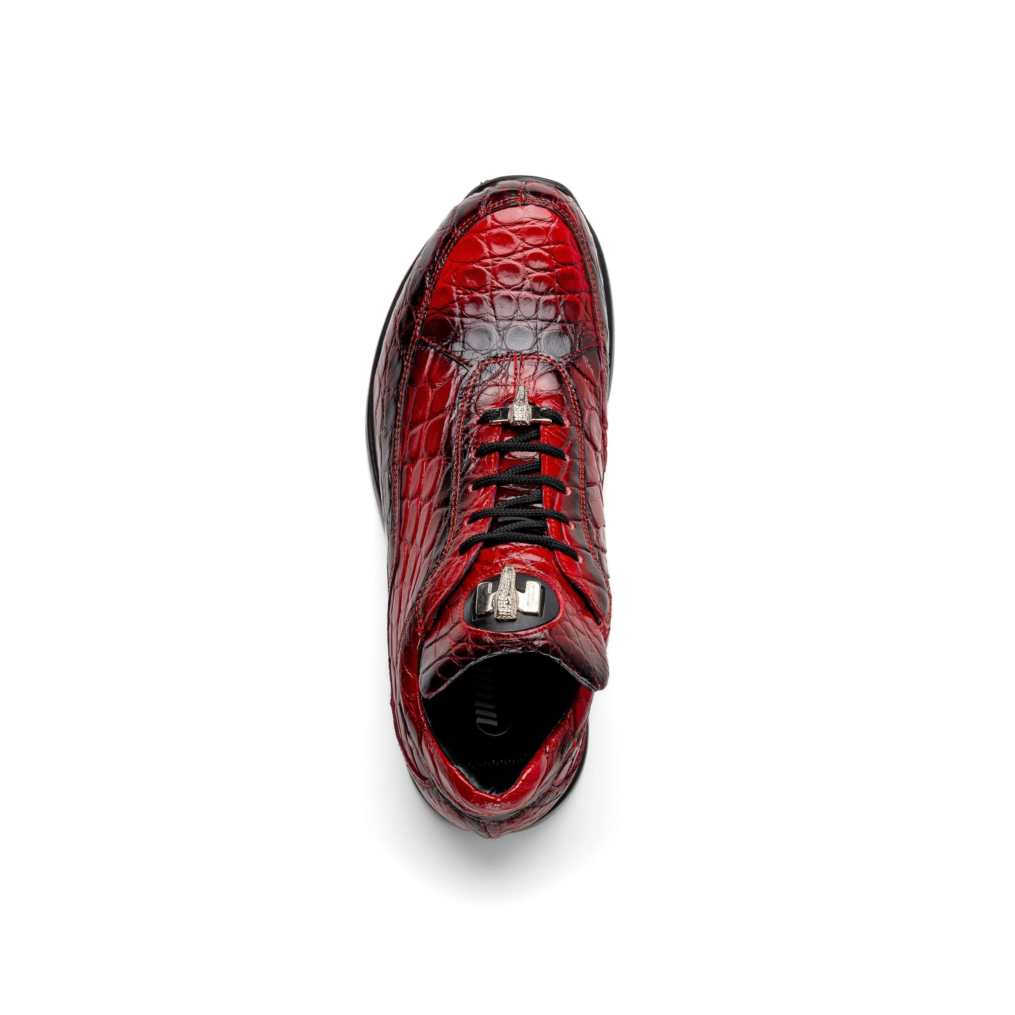 Mauri Bloodshed 8900/2 Men's Shoes Red with Black Finished Exotic Alligator Sneakers (MA5563)