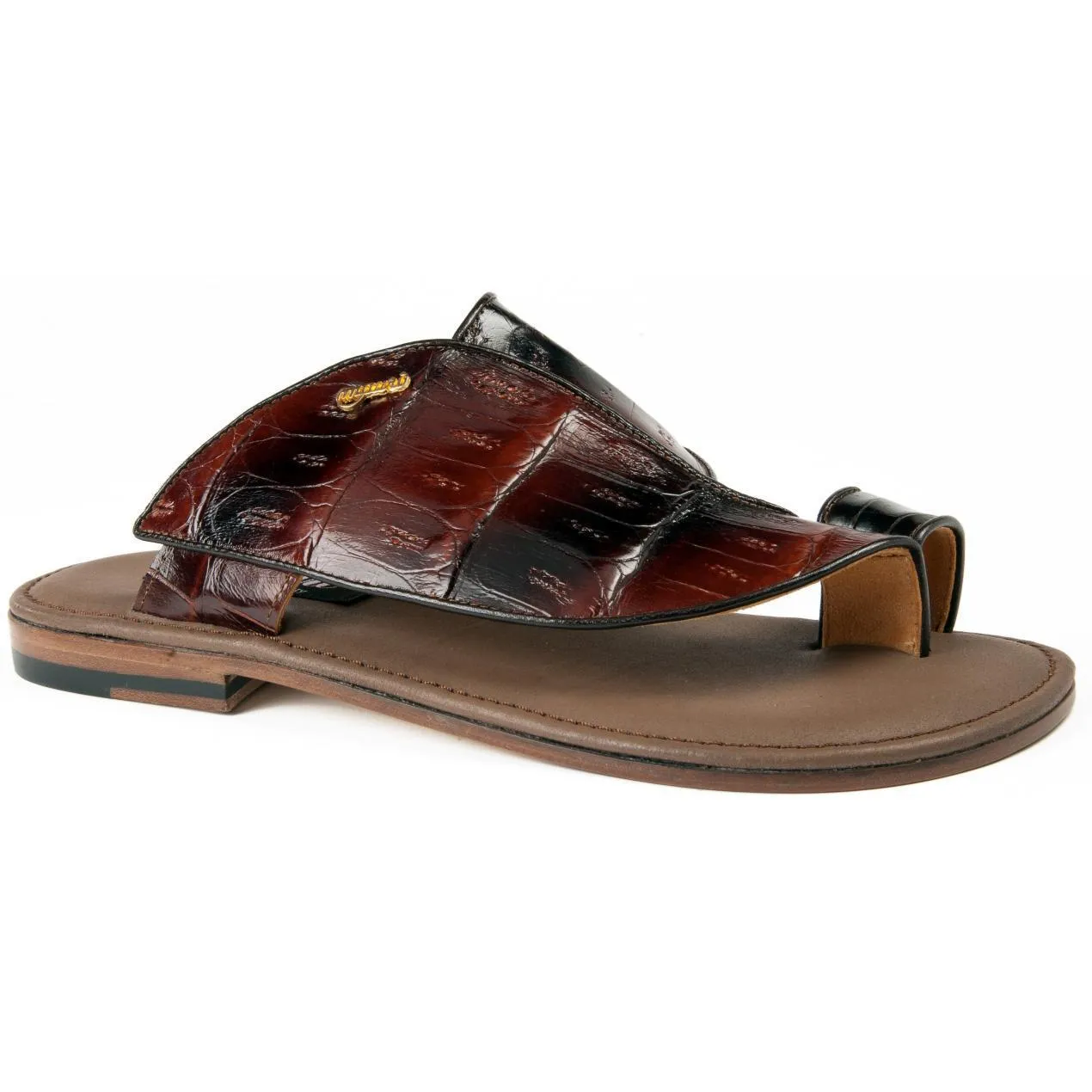 Mauri Designer Shoes Exotic Skin Men's Baby Croc multi Brown Sandals 1951 (MA4900)