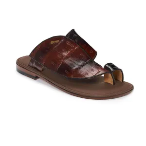 Mauri Designer Shoes Exotic Skin Men's Baby Croc multi Brown Sandals 1951 (MA4900)