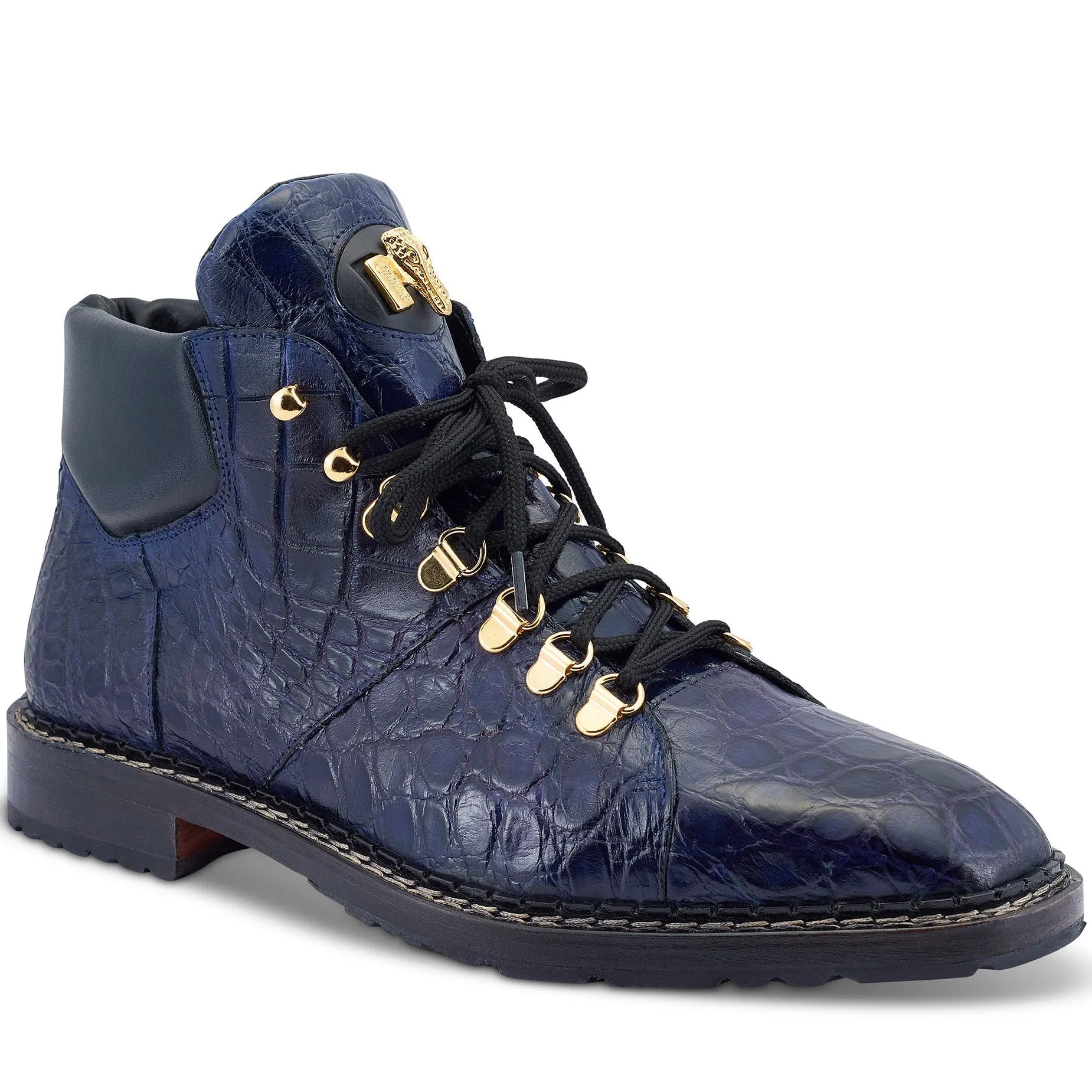 Mauri Sinner 4995 Men's Shoes Iris Blue Exotic Alligator Demi Boots (MA5462)
