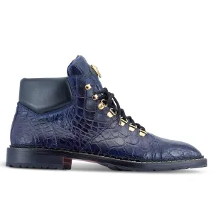 Mauri Sinner 4995 Men's Shoes Iris Blue Exotic Alligator Demi Boots (MA5462)