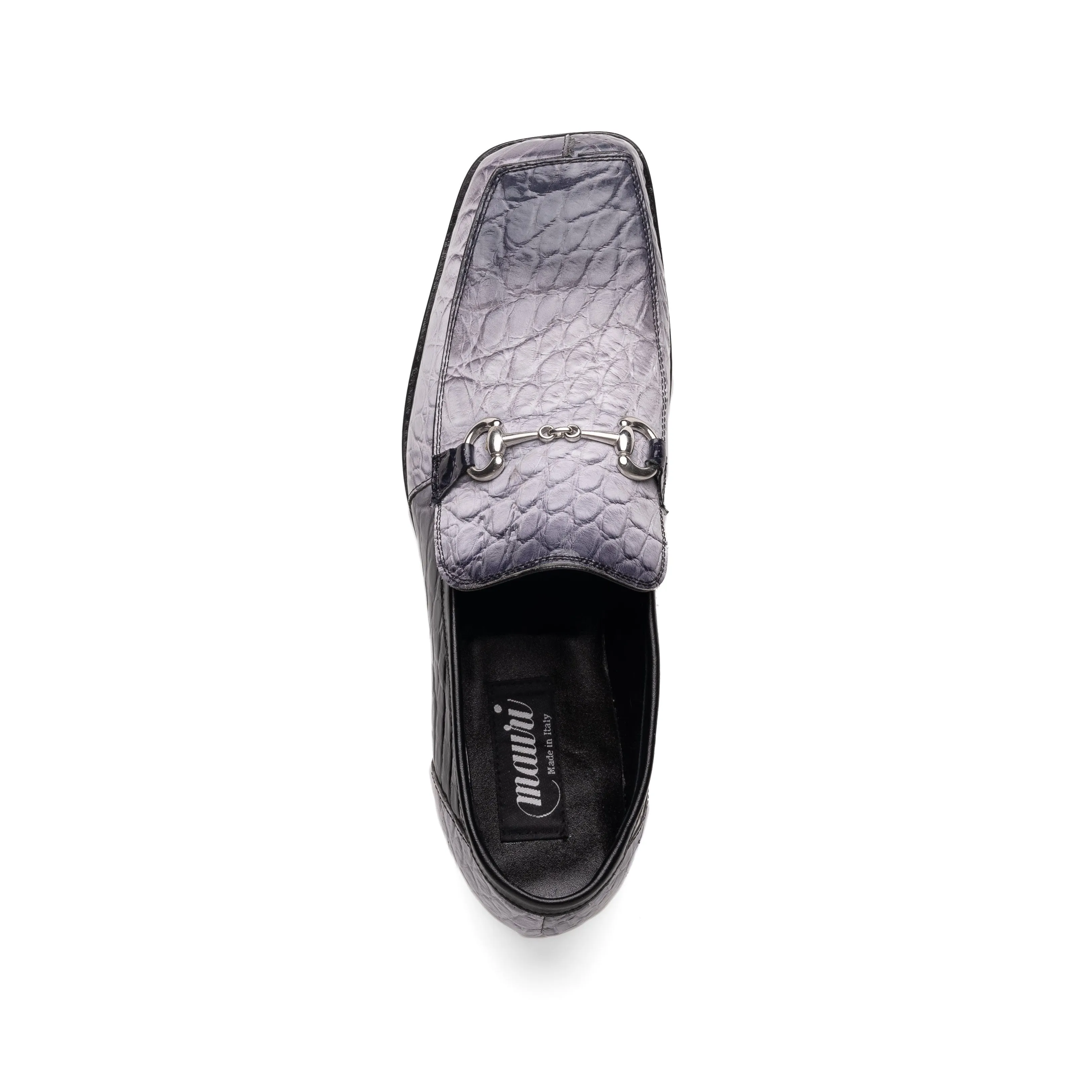 Mauri Switch 3290 Men's Shoes Multi Gray & Black Exotic Alligator / Calf-Skin Leather Slip-On Horsebit Loafers (MA5602)