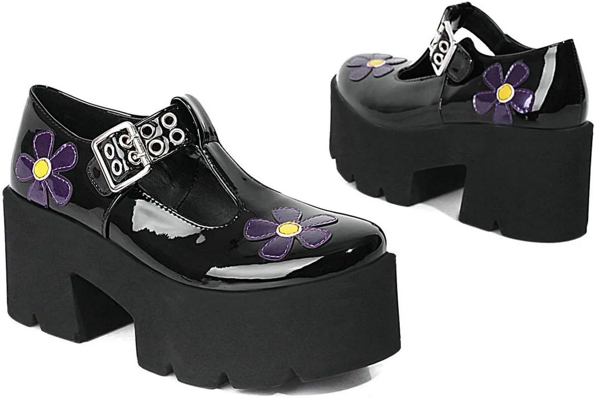 MAVMAX Women's Goth T Strap Platform Mary Jane Gothic Lolita Cosplay Shoes Chunky High Heel Round Toe Pumps