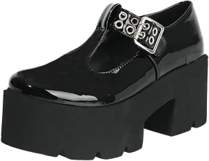 MAVMAX Women's Goth T Strap Platform Mary Jane Gothic Lolita Cosplay Shoes Chunky High Heel Round Toe Pumps