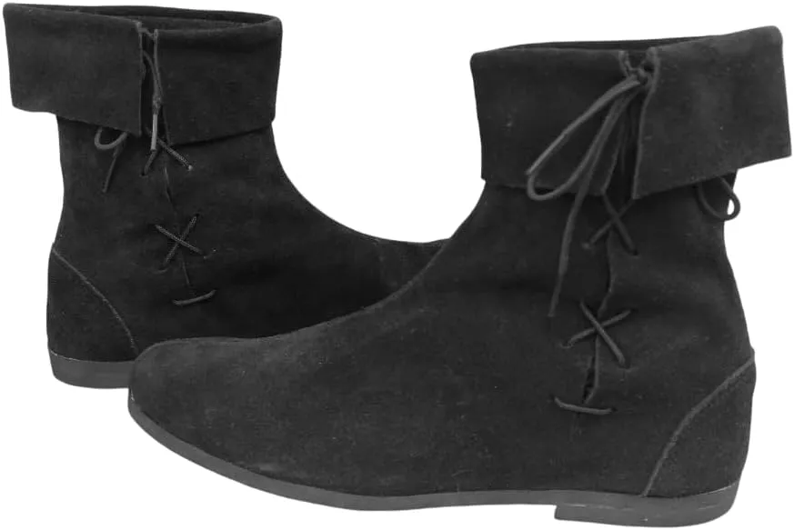 Medieval Leather Shoes | Renaissance Fair Shoes | Pirates Movie Prop Ankle Shoe | LARP Fest Paladin Fantasy Costume Boot | Mens Leather Boots