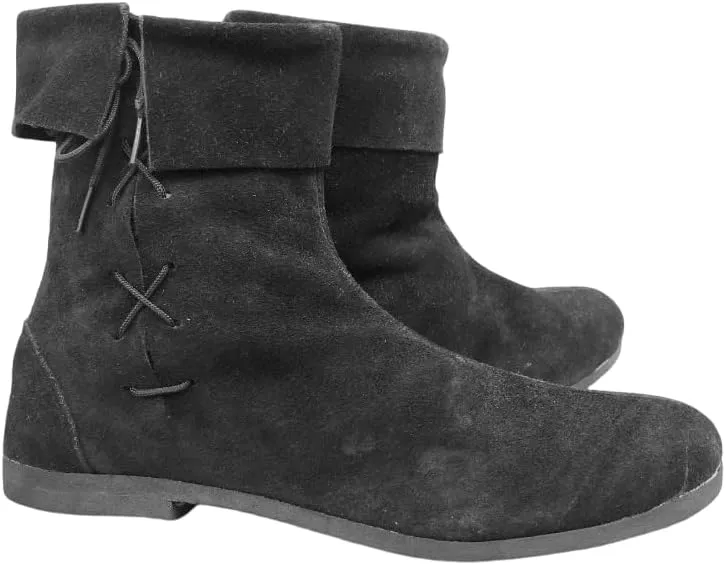 Medieval Leather Shoes | Renaissance Fair Shoes | Pirates Movie Prop Ankle Shoe | LARP Fest Paladin Fantasy Costume Boot | Mens Leather Boots