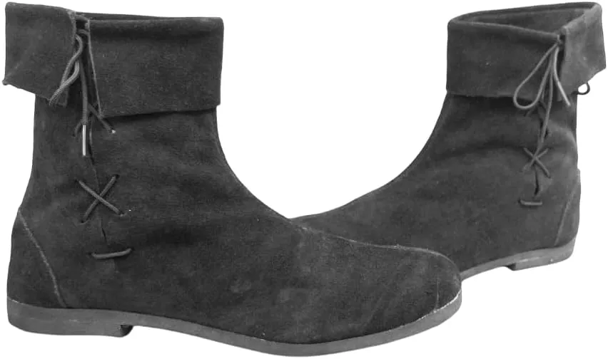 Medieval Leather Shoes | Renaissance Fair Shoes | Pirates Movie Prop Ankle Shoe | LARP Fest Paladin Fantasy Costume Boot | Mens Leather Boots