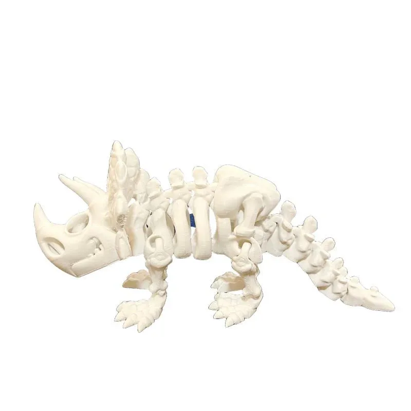 Medium Articulated Animal-White Triceratops Skeleton