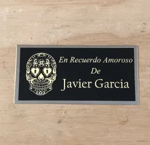 Memorial Urn Plaque Custom Engraved Name Plate Sugar Skull En Recuerdo Amoroso Dia De Los Muertos Cremation Black/Gold Name Plate Plaque