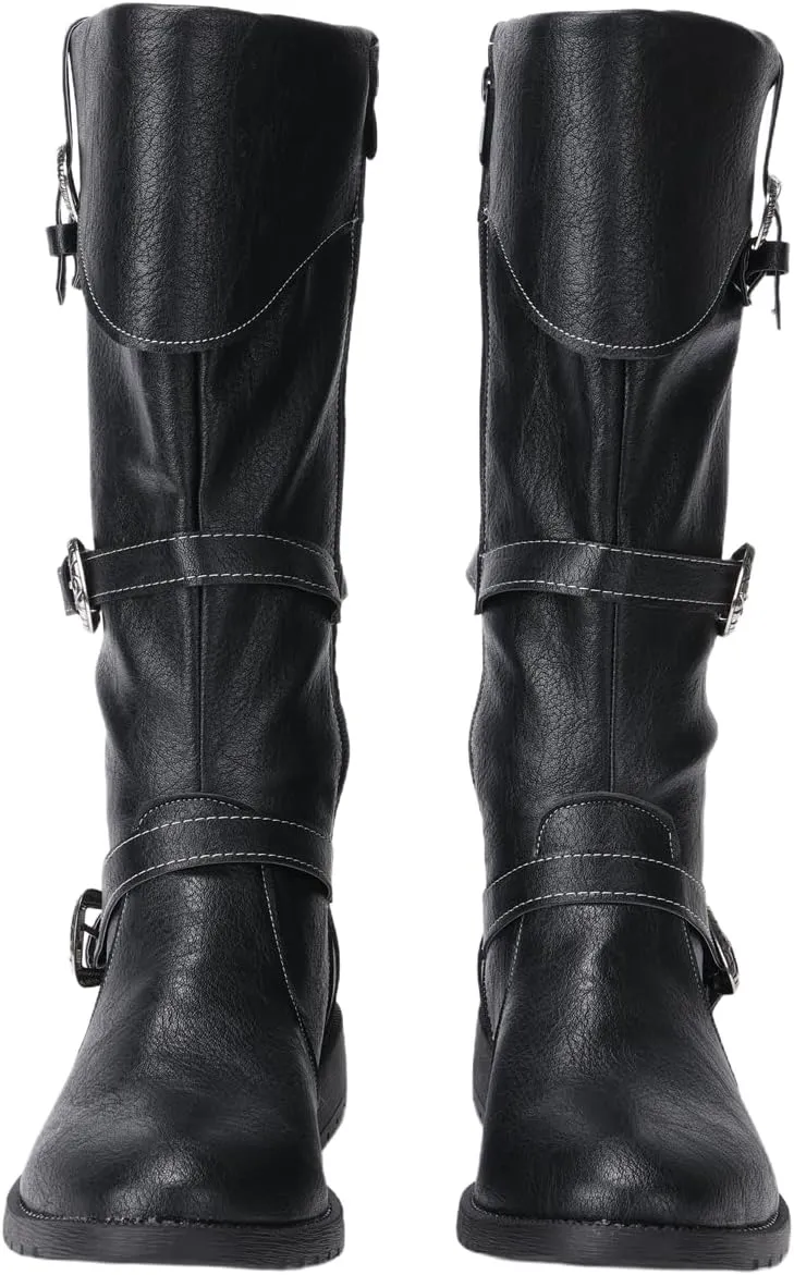 Men High Knee PU Medieval Boots Viking Pirate Costume Boots Renaissance Cosplay Shoes Halloween Party Cosplay