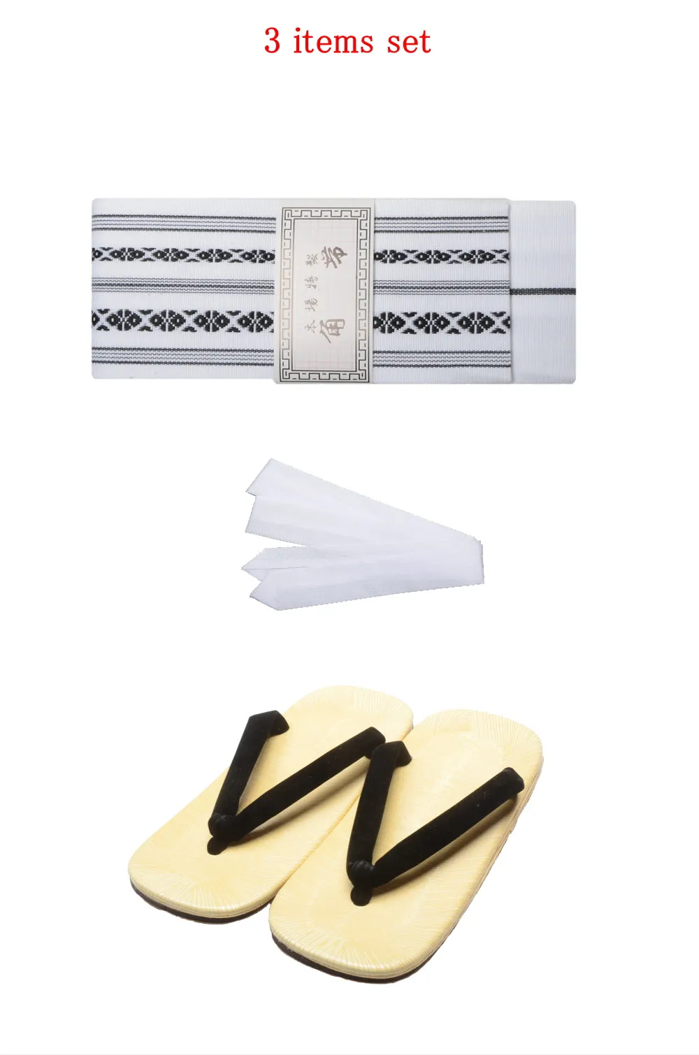 Men obi belt and Setta  sandals set : White